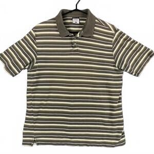 Columbia Mens Large Short Sleeve Green Striped Polo Shirt